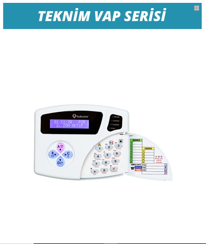 TEKNİM VPC-301 LCD KEYPAD, VAP SERİSİ PANELLER İÇİN