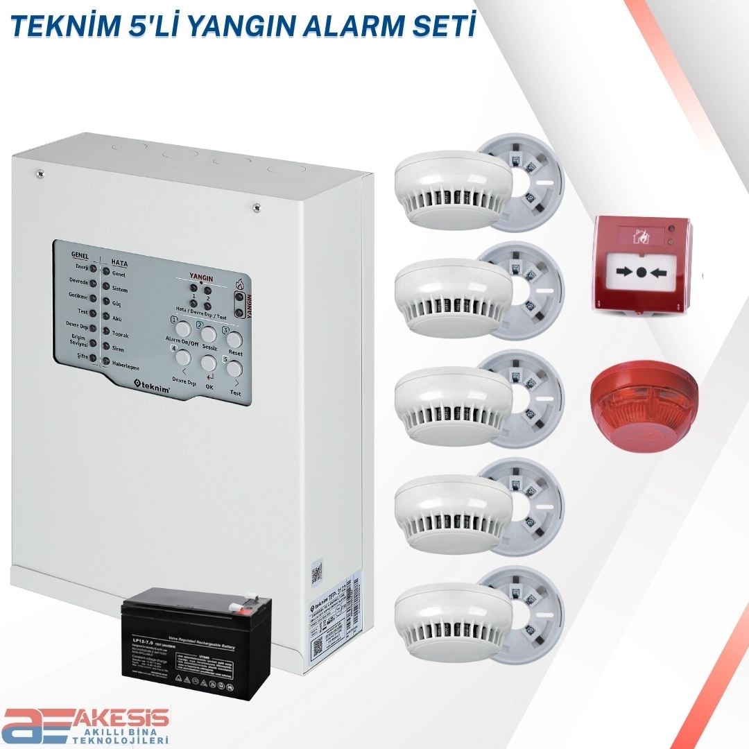 Teknim 5 Dedektörlü Konvansiyonel Yangın Alarm Seti
