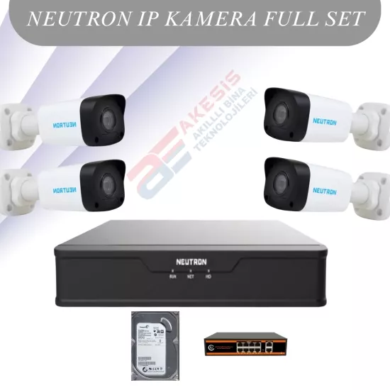 Neutron 4 Kanal NVR 2MP Sesli IP Kamera Seti