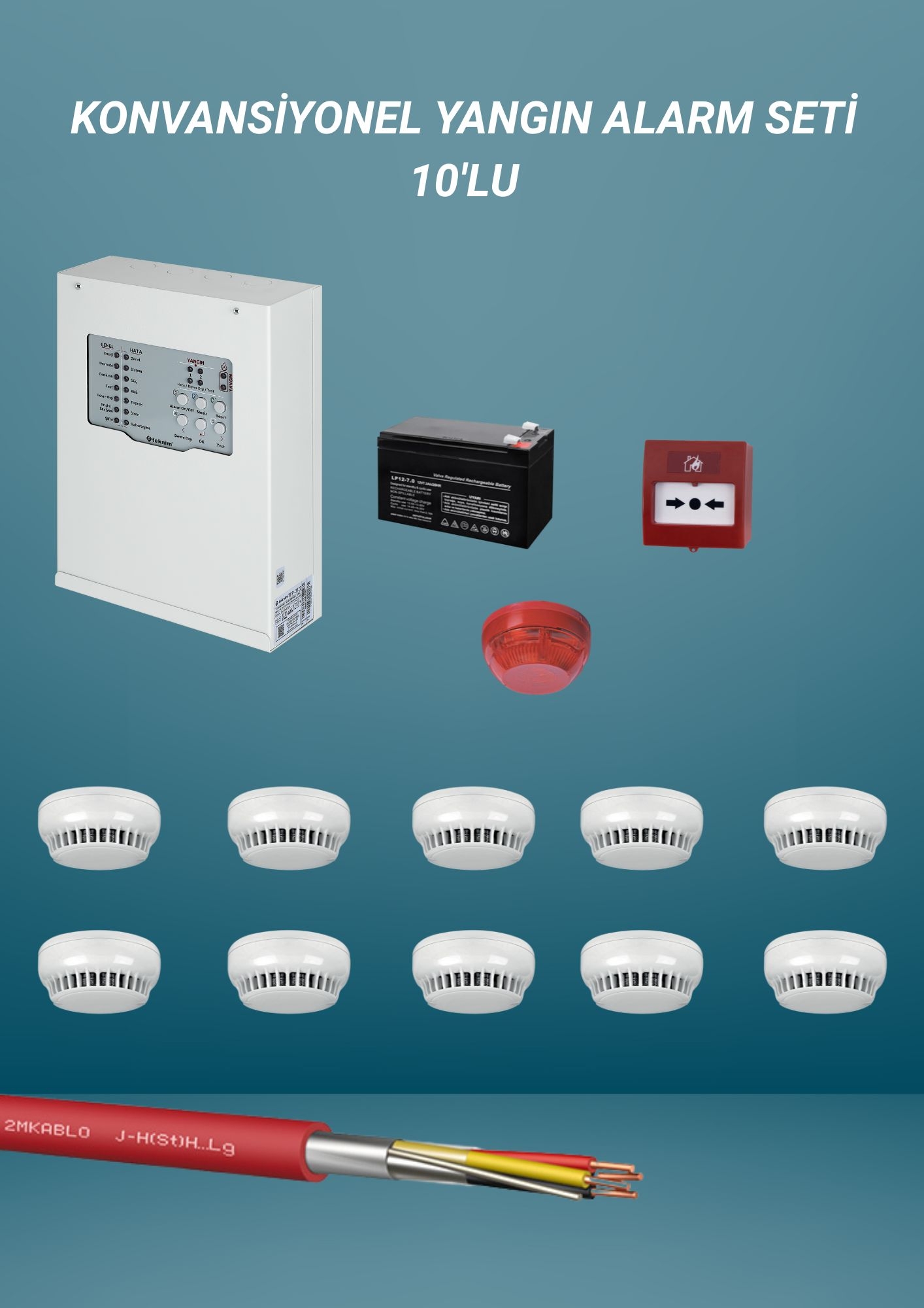TEKNİM 10’LU KONVANSİYONEL YANGIN ALARM SETİ